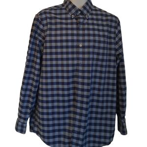 CHAPS natural stretch plaid check blue shirt cotton size men's ranch harvest M